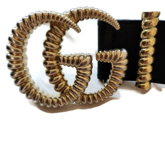 Gucci Torchon Double G Buckle Black Leather Belt Size 80-32 - Picture 3 of 8